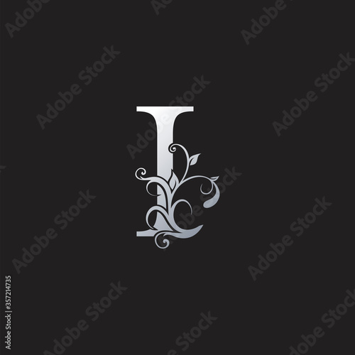 Luxury I Initial Letter Logo gold color, vector design concept ornate swirl floral leaf ornament with initial letter alphabet