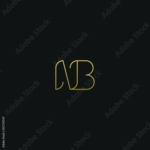 Unique minimal and creative style golden and black color NB or BN initial based logo photo