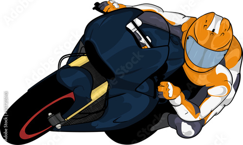cartoon illustration motorcycle with motorcyclist,cartoon speeder