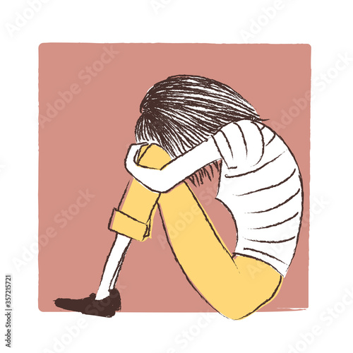 Sad woman crying - Depression stress hypersensitivity character theme 