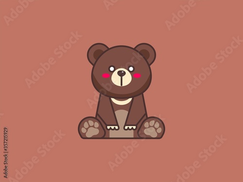 cute brown bear icon illustration