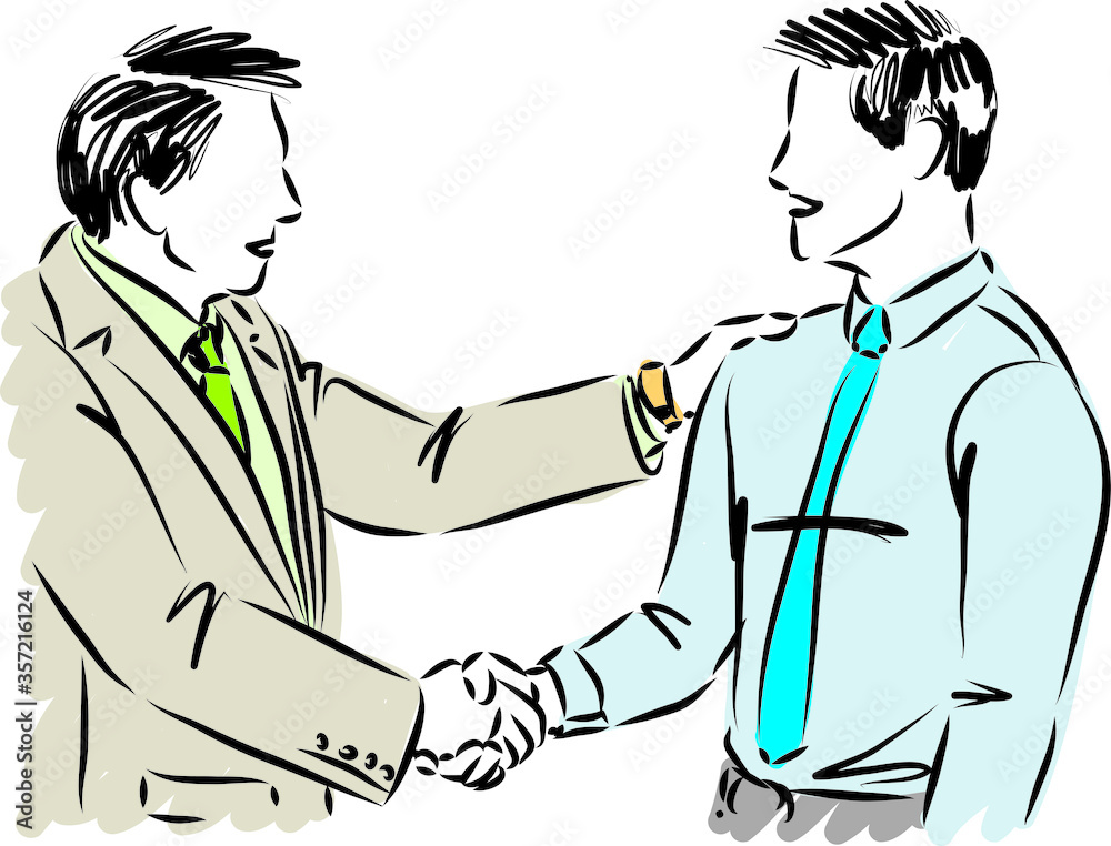 two workers businessmen shaking hands vector illustration two workers businessmen shaking hands vector illustration