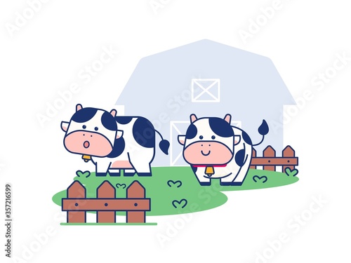 cute cow and farm concept illustration