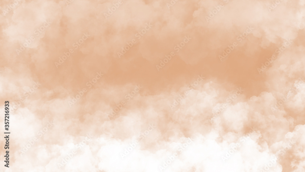Obraz premium Background illustration of soft and fleecy white clouds on a dusky rose-colored sky with copy-space. 