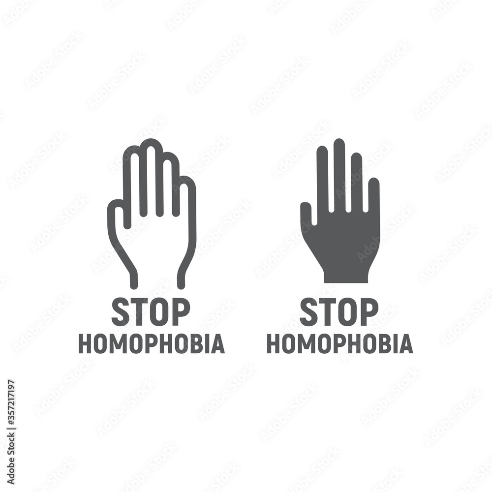 Stop homophobia line and glyph icon, lgbt and culture, hand stop sign vector graphics, a linear icon on a white background. Stop homophobia line and glyph icon, lgbt and culture, hand stop sign vector graphics, a linear icon on a white background.