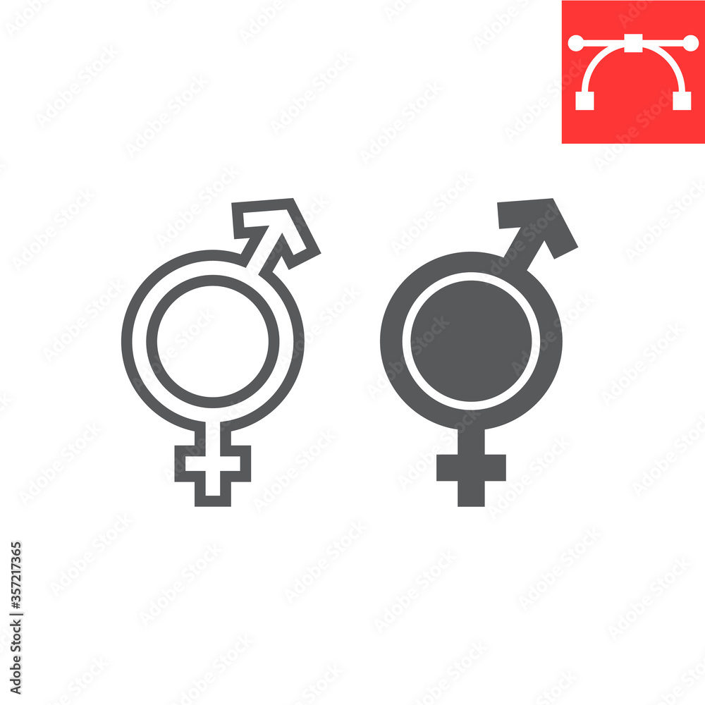 Transgender line and glyph icon, lgbt and transsexual, bisexual sign vector graphics, editable stroke linear icon, eps 10. Transgender line and glyph icon, lgbt and transsexual, bisexual sign vector graphics, editable stroke linear icon, eps 10.