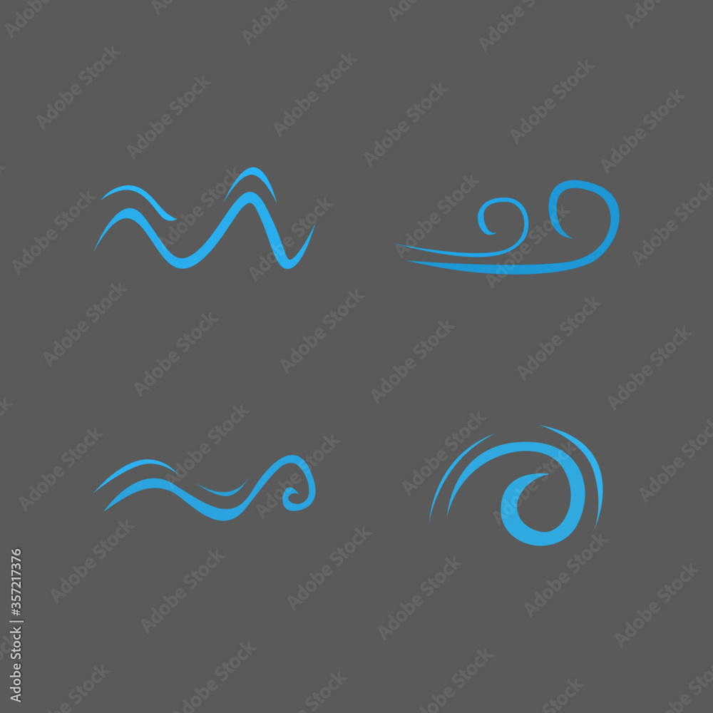 Blue waves, line art geometric art - logo purposes