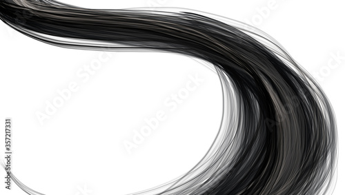 Quadro su tela Single shiny black hairstrain illustration exempted on white background with copy-space