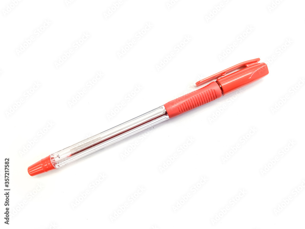 A red pen on a white background A red pen on a white background