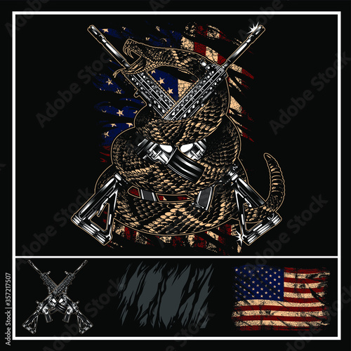 “Don't tread on me" was created with Adobe illustrator. Can be used for digital printing and screen printing