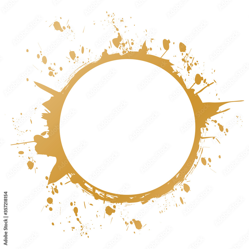 gold round brush painted ink stamp circle banner on white background gold round brush painted ink stamp circle banner on white background
