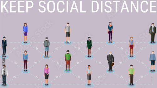 keep social distance minimalists pattern with people
