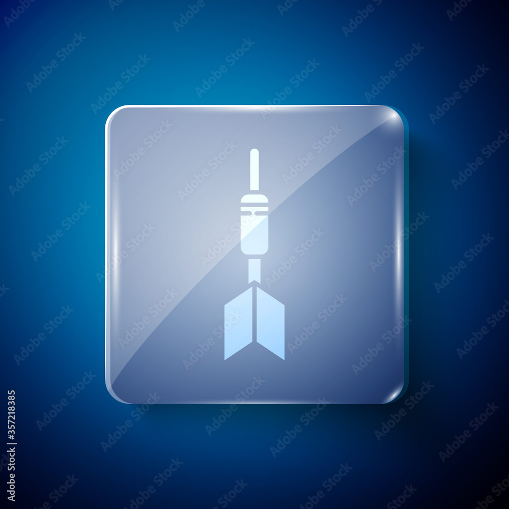 White Dart arrow icon isolated on blue background. Square glass panels. Vector Illustration. White Dart arrow icon isolated on blue background. Square glass panels. Vector Illustration.