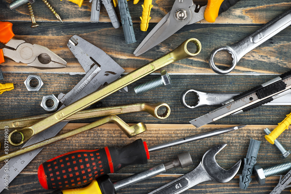 Fototapeta premium Various tools for working in the workshop.