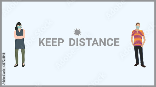 young couple staning on a large distance to each other