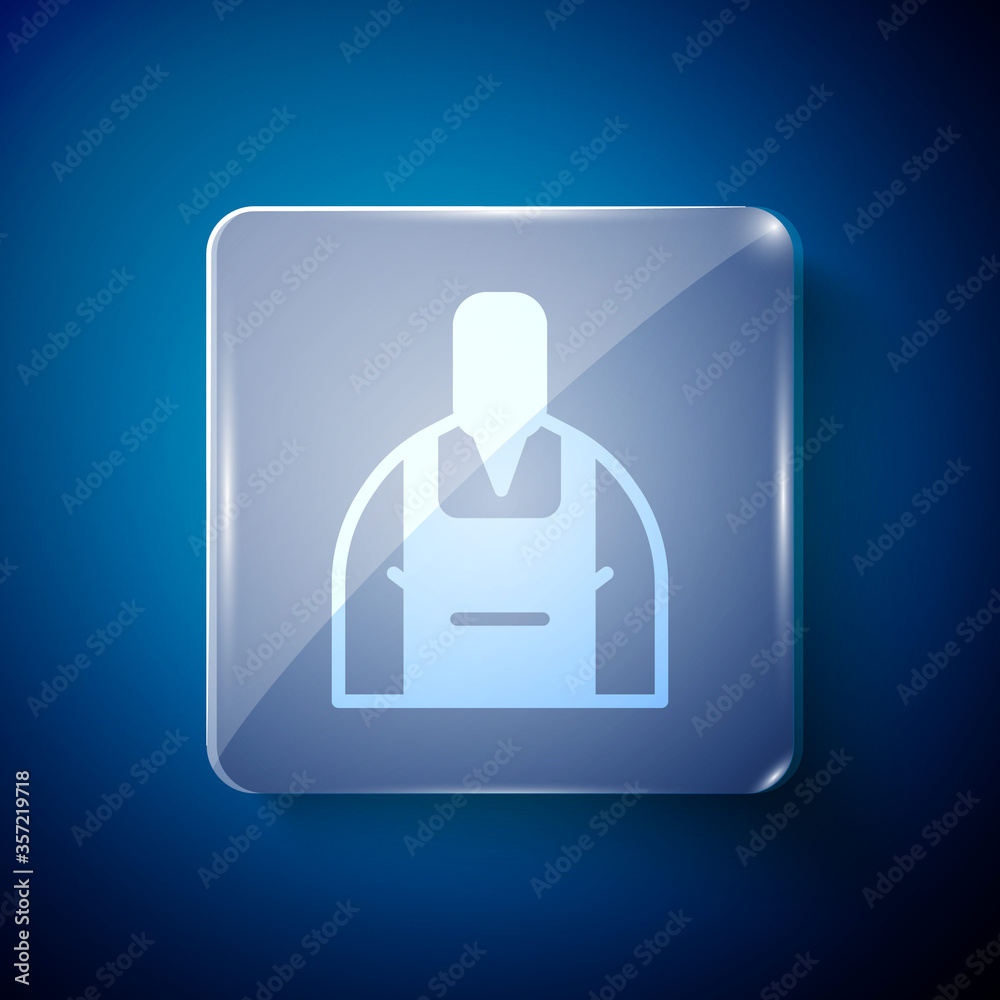 White Barista icon isolated on blue background. Square glass panels. Vector Illustration. White Barista icon isolated on blue background. Square glass panels. Vector Illustration.