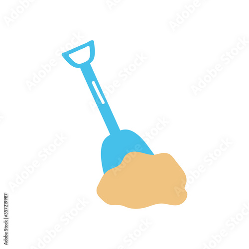 shovel toy with sand, flat style