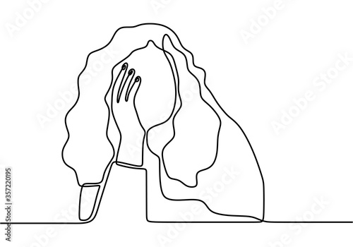 Stressed woman at home head...