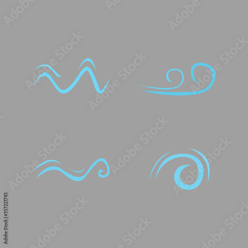 Blue waves, line art geometric art - logo purposes