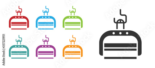 Black Ski lift icon isolated on white background. Set icons colorful. Vector Illustration.