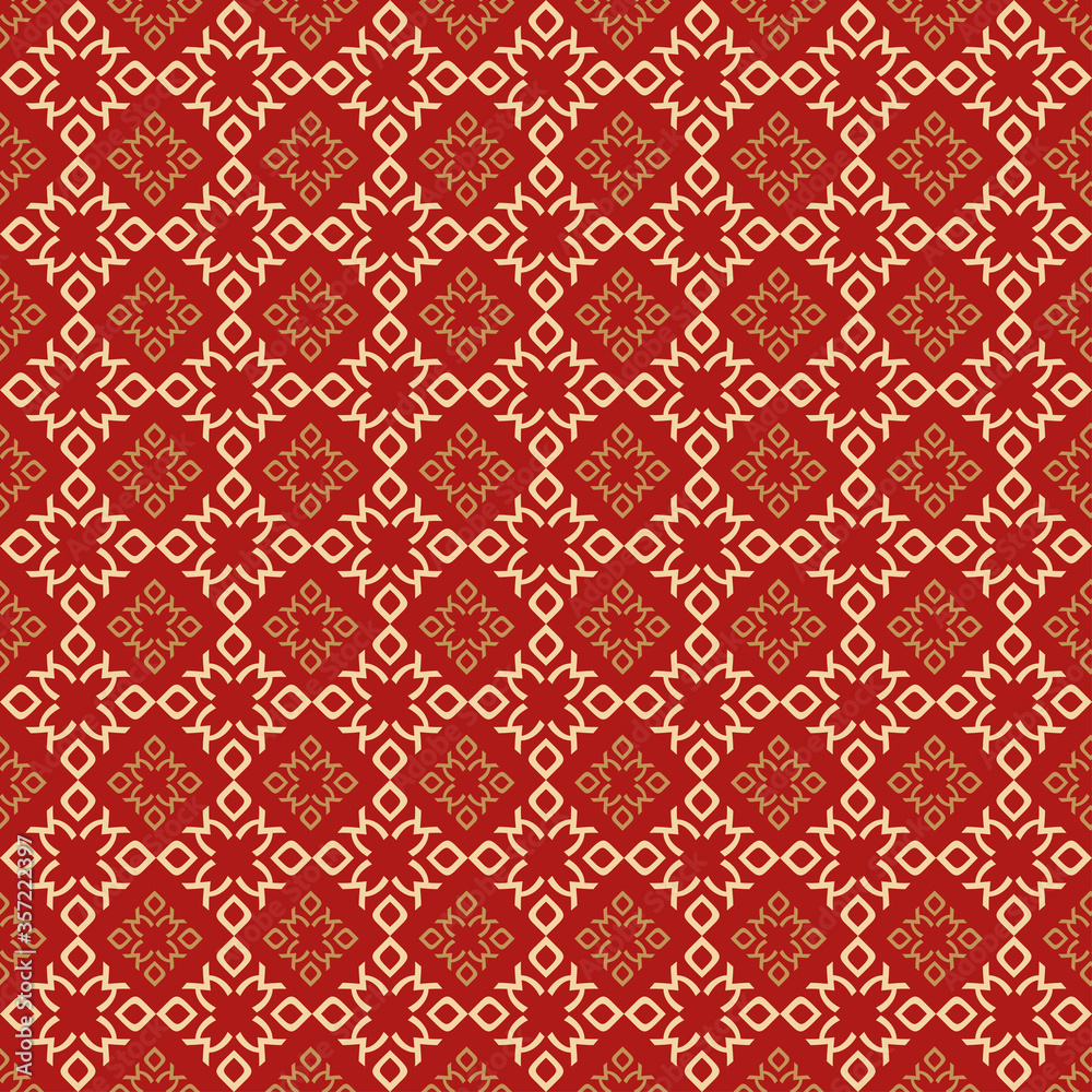 Seamless abstract pattern, geometric texture, background pattern. Red, rusty and gold colors. Good for textile, fabric, wallpaper, wrapping paper. Vector graphics Seamless abstract pattern, geometric texture, background pattern. Red, rusty and gold colors. Good for textile, fabric, wallpaper, wrapping paper. Vector graphics