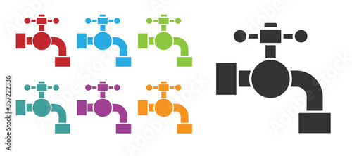 Black Water tap icon isolated on white background. Set icons colorful. Vector Illustration.