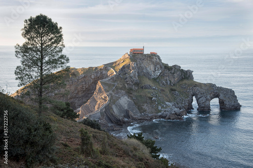 views from the viewpoint of the hermitage of San Juan de Gaztelugatxe located on an islet in Bermeo, Biscay, Basque Country, Spain, Europe