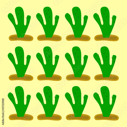 Green Cacktuses design pattern, background © WellnessSisters