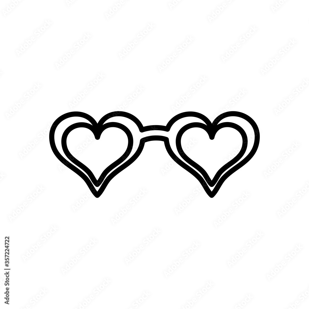 hearts sunglasses icon, line style