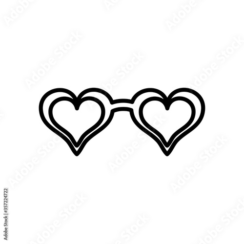 hearts sunglasses icon, line style