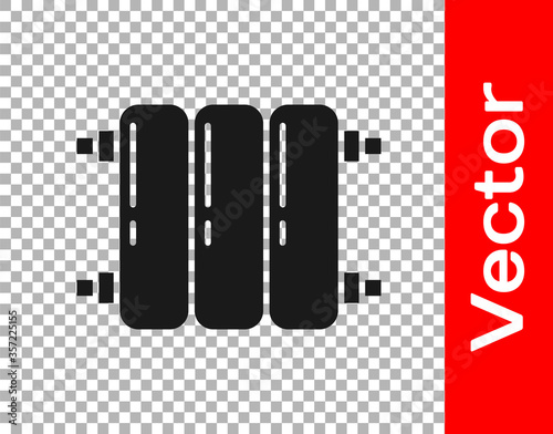 Black Heating radiator icon isolated on transparent background. Vector Illustration.