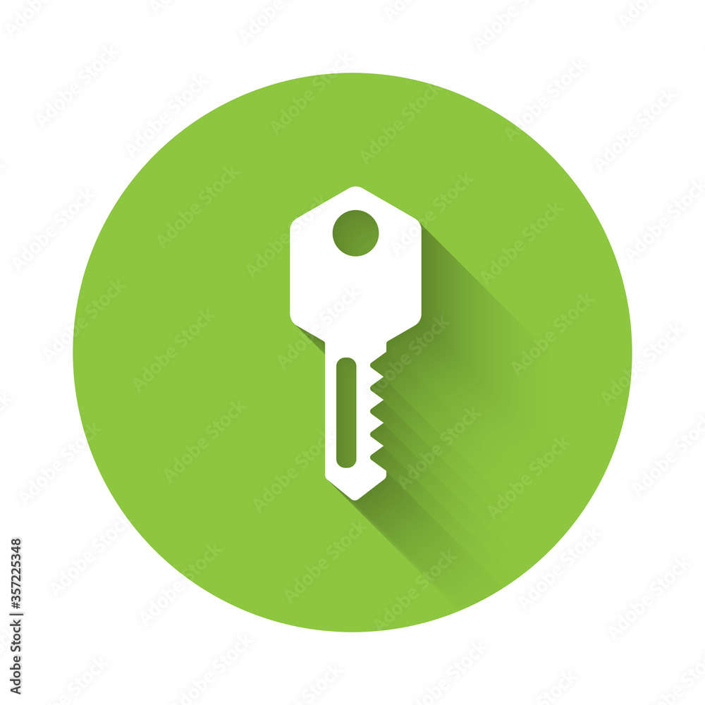 White House key icon isolated with long shadow. Green circle button. Vector Illustration. White House key icon isolated with long shadow. Green circle button. Vector Illustration.