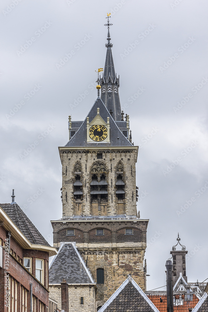 A view of the City Hall (1618 - 1620) of Delft, Netherlands. The City Hall in Delft is a Renaissance style building on the Market across from the Nieuwe Kerk.
