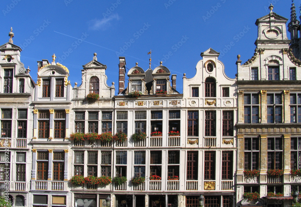 Brussells, Belgium, the Gran Place in the centre of the city with beautiful buildings and facades all around