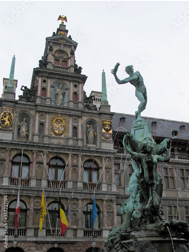 Brussells, Belgium, the Gran Place in the centre of the city with beautiful buildings and facades all around photo