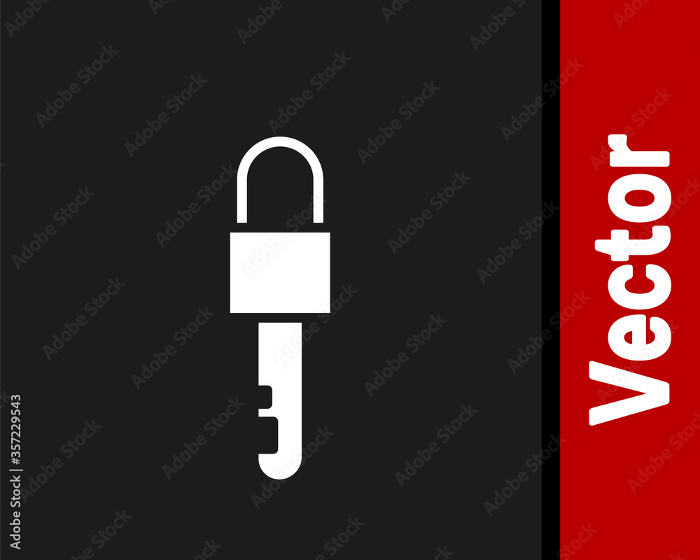 White Locked key icon isolated on black background. Vector Illustration. White Locked key icon isolated on black background. Vector Illustration.