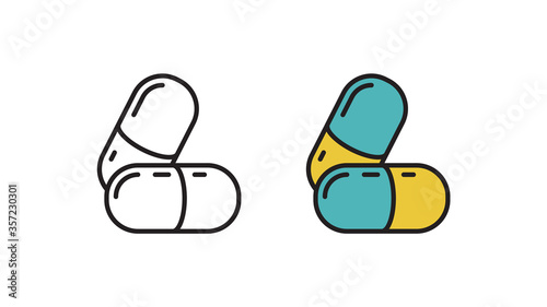 Pill icon. linear style sign. Simple illustration in a flat style.