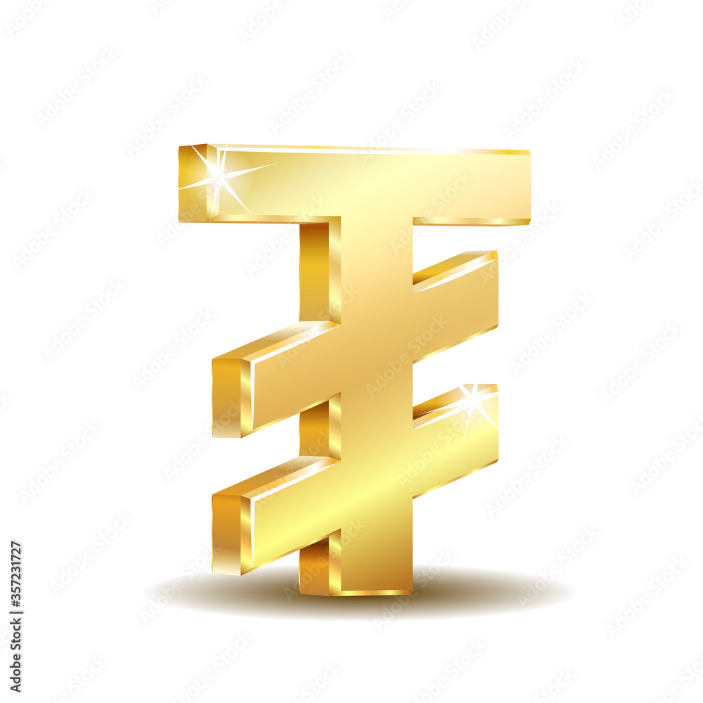 Mongolian tugrik currency symbol, golden money sign Mongolian tugrik currency symbol, golden money sign