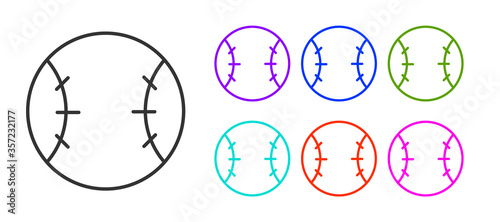 Black line Baseball ball icon isolated on white background. Set icons colorful. Vector Illustration.