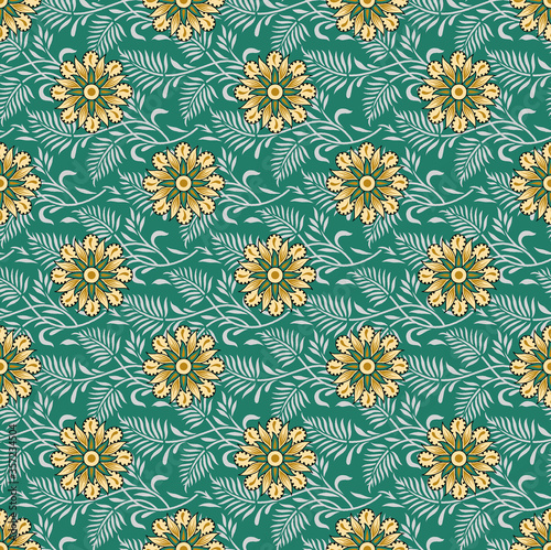 Renaissance Period Inspired Square Ornament Background Pattern. one color background. © Ashash