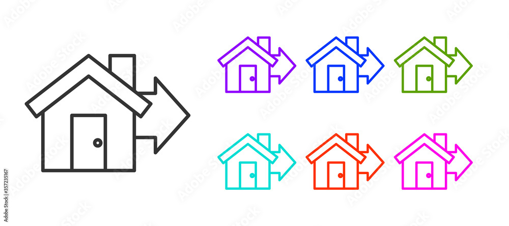 Black line Sale house icon isolated on white background. Buy house concept. Home loan concept, rent, buying a property. Set icons colorful. Vector Illustration.