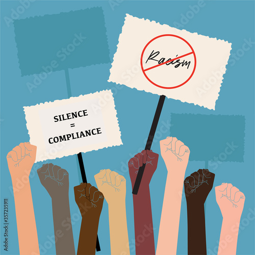 Black Lives Matter Statement protesters fight for human rights against racism, stop violence to black people.