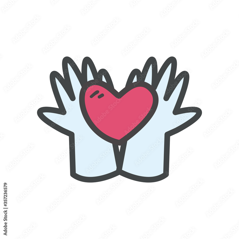 Hands with heart line and fill style icon vector design Hands with heart line and fill style icon vector design