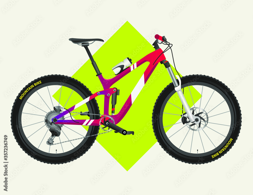 Obraz premium Mountain Bike downhill red and white vector