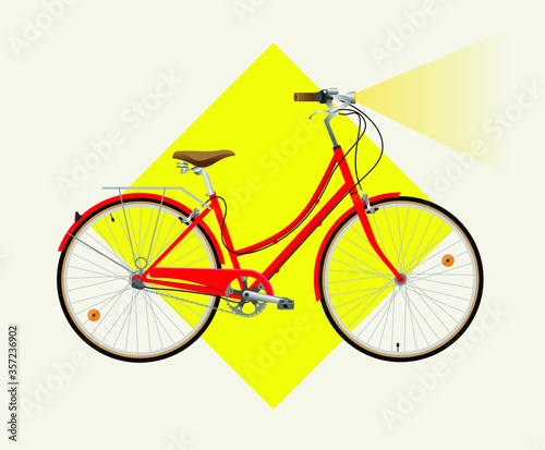 Vintage retro bicycle urban red color