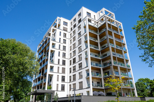 Big modern multi-apartment house seen in Berlin, Germany