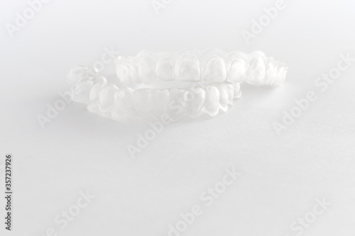 Silicone tray for dental whitening opalescence on white background