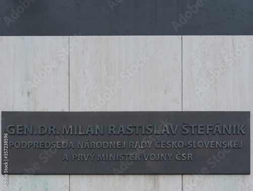 Monument in the centre of Bratislava, Slovakia. Milan Rastislav Stefanik  photo