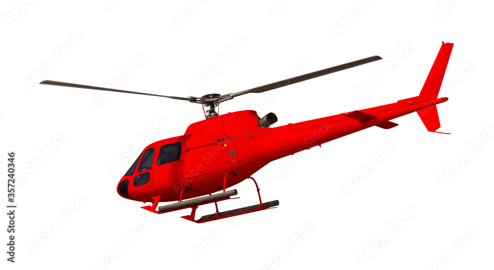 Naklejka premium Red helicopter isolated on white