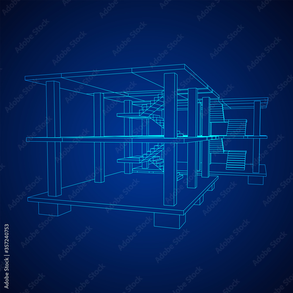 Building under construction. Build house construct in process. Wireframe low poly mesh vector illustration Building under construction. Build house construct in process. Wireframe low poly mesh vector illustration